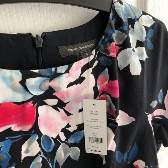 French Connection Fitted Floral Mini Dress 4 Small - Picture 5 of 13